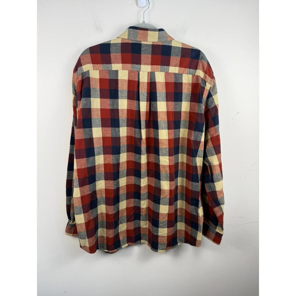 L.L. Bean Shirt Scotch Plaid Flannel Blue Red Button-Down XL - Picture 3 of 5